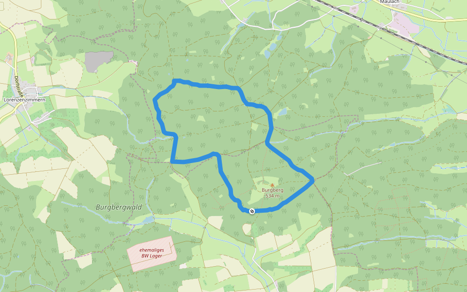 Burgbergwald walking route map in Frankenhardt