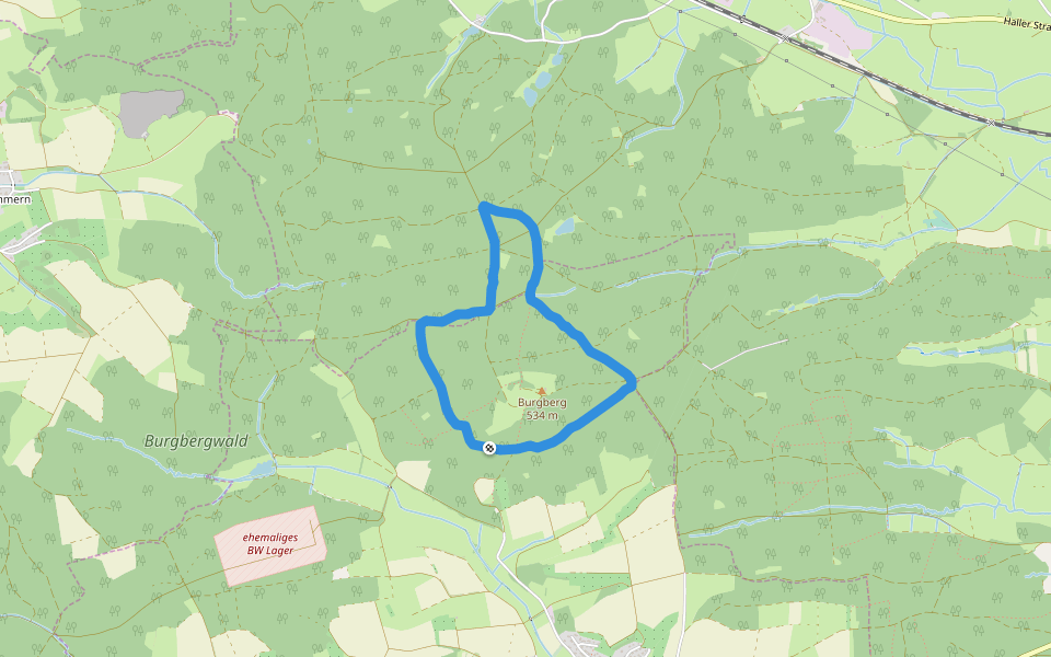 Burgbergwald walking route map in Frankenhardt