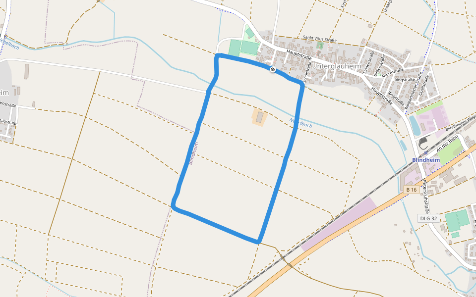 Sportplatz walking route map in Blindheim