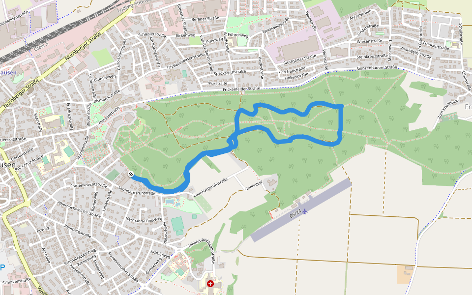 Lindenhof walking route map in Gunzenhausen