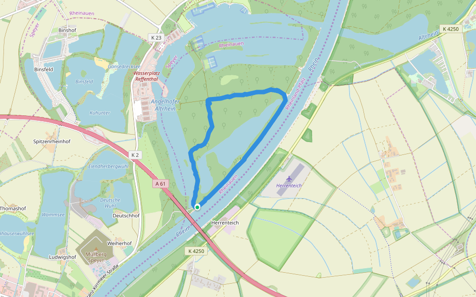 Angelhofer Altrhein walking route map in Otterstadt