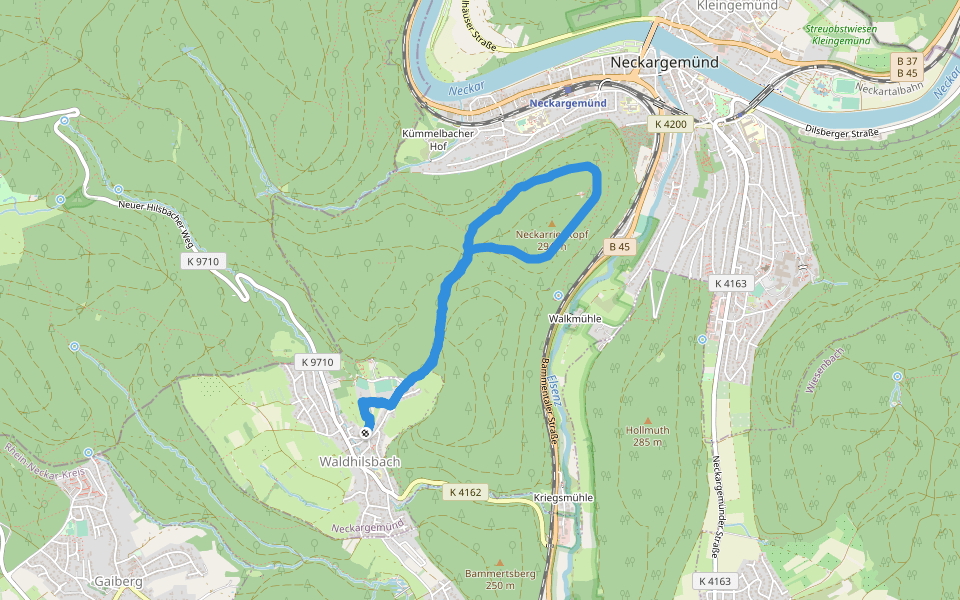 Waldhilsbacher Strässel walking route map in Neckargemünd