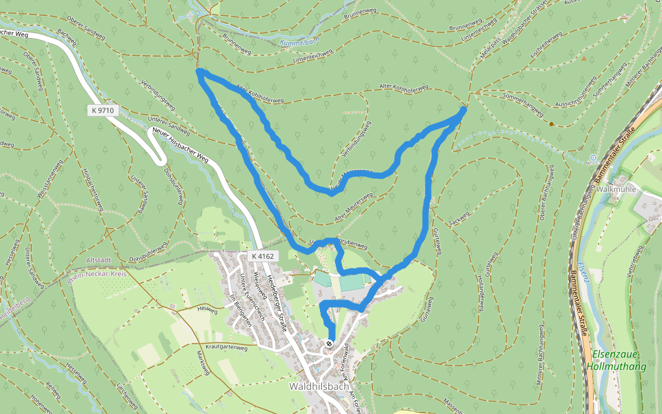 Unterer Erdgrubenweg walking route map in Neckargemünd