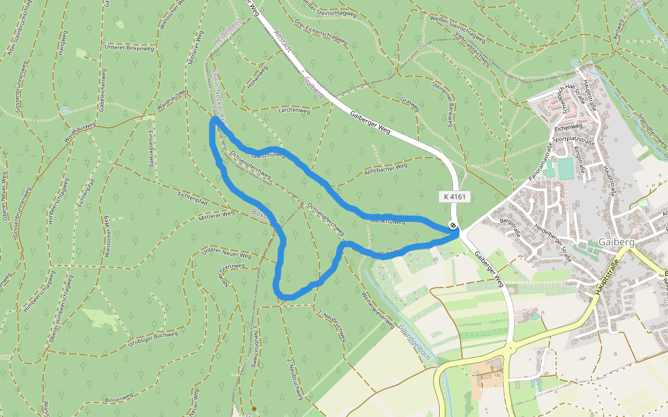 Saatschulweg walking route map in Gaiberg