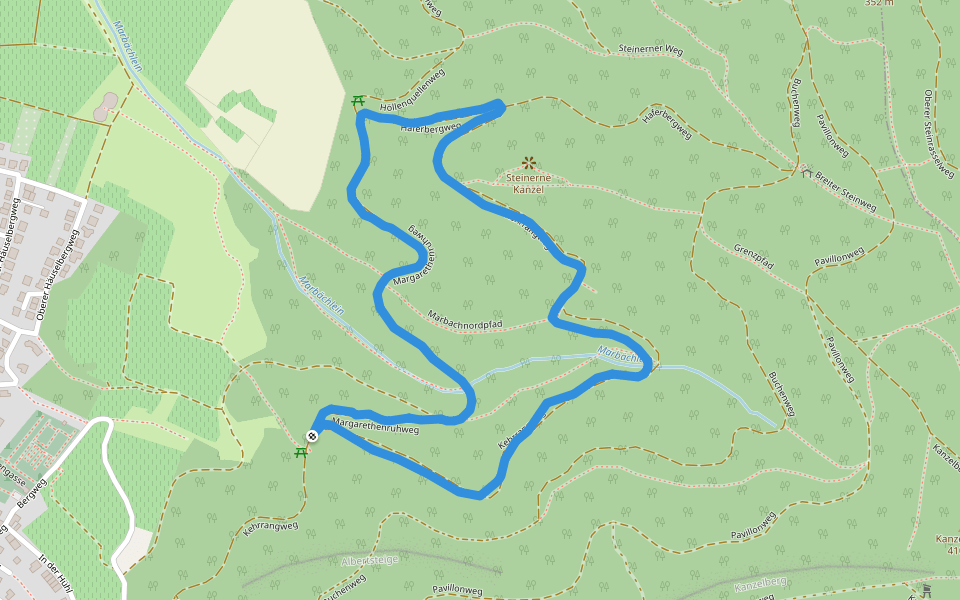 Haferbergweg walking route map in Hirschberg an der Bergstraße