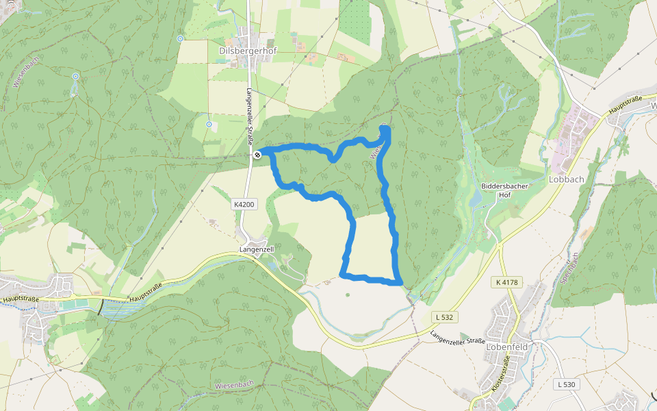 Haberwaldweg walking route map in Wiesenbach