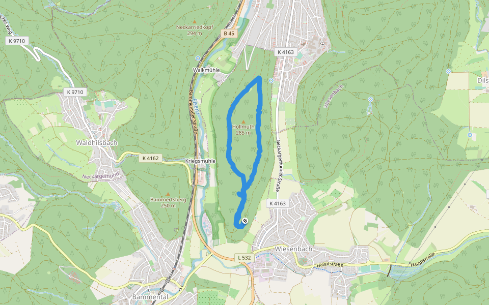 Viehtriebweg walking route map in Wiesenbach