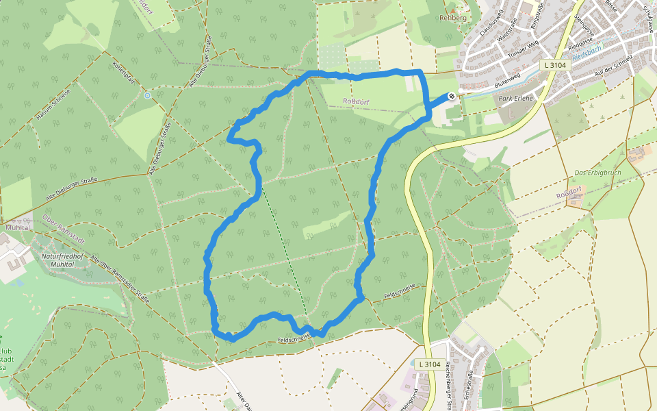 Feldschneise walking route map in Roßdorf