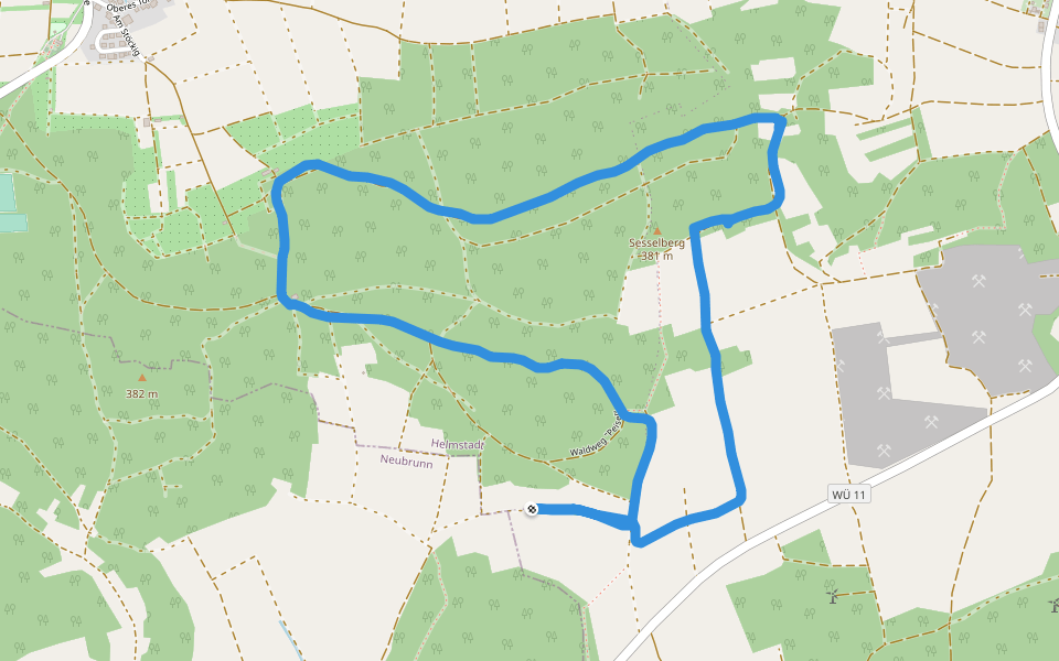 Sesselberg walking route map in Helmstadt