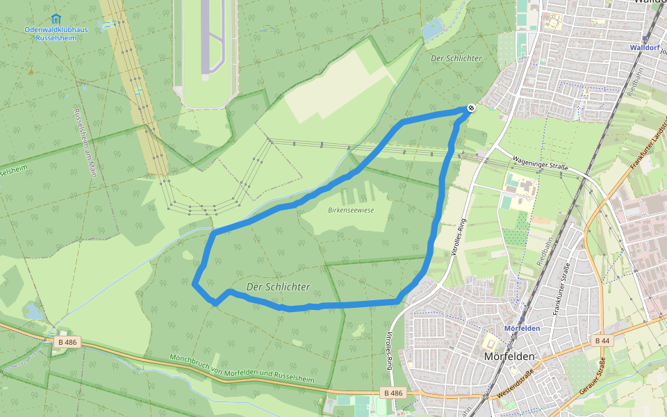 Der Schlichter walking route map in Mörfelden-Walldorf