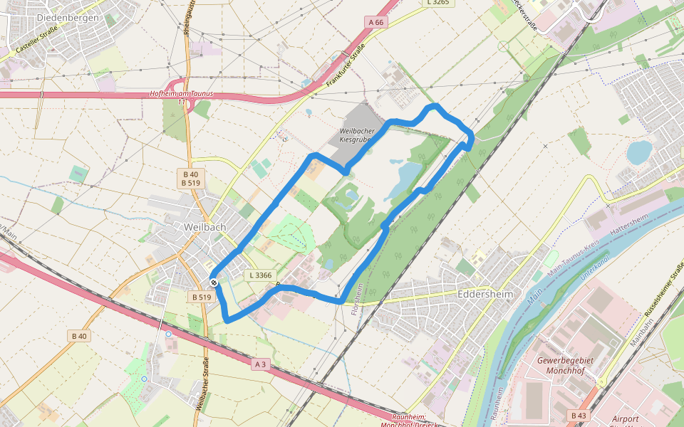 Kastengrundgraben walking route map in Flörsheim am Main