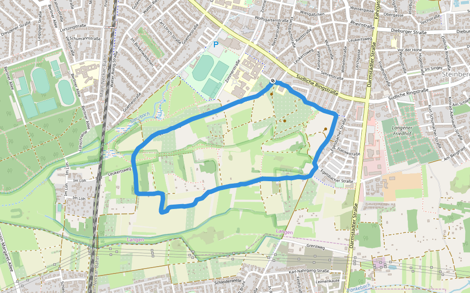 Kammereckswiesen und Herchwiesen von Langen (NSG) walking route map in Langen (Hessen)