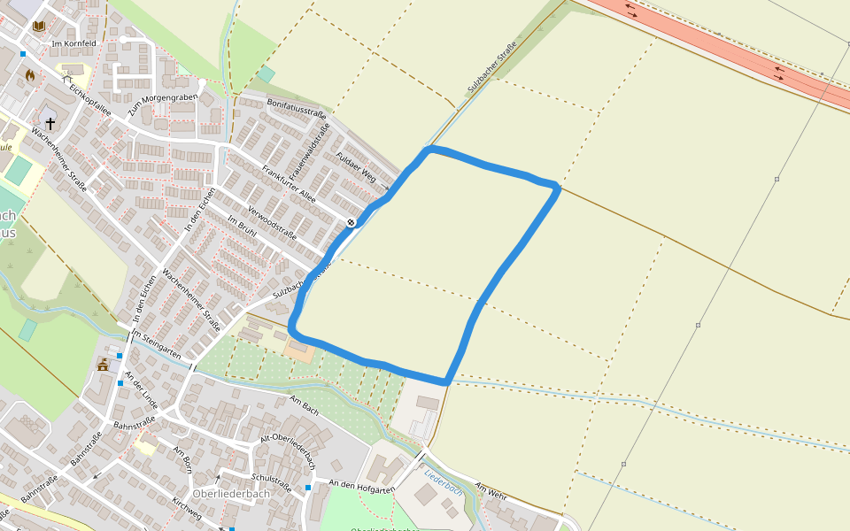 Sulzbacher Straße walking route map in Liederbach am Taunus