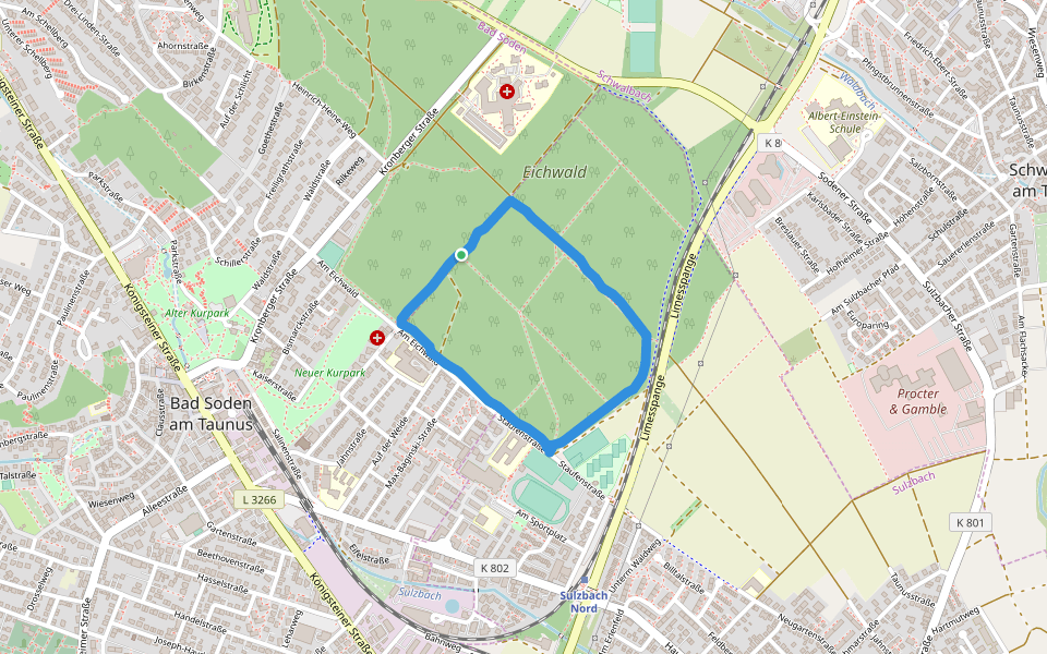 Eichwald walking route map in Bad Soden am Taunus