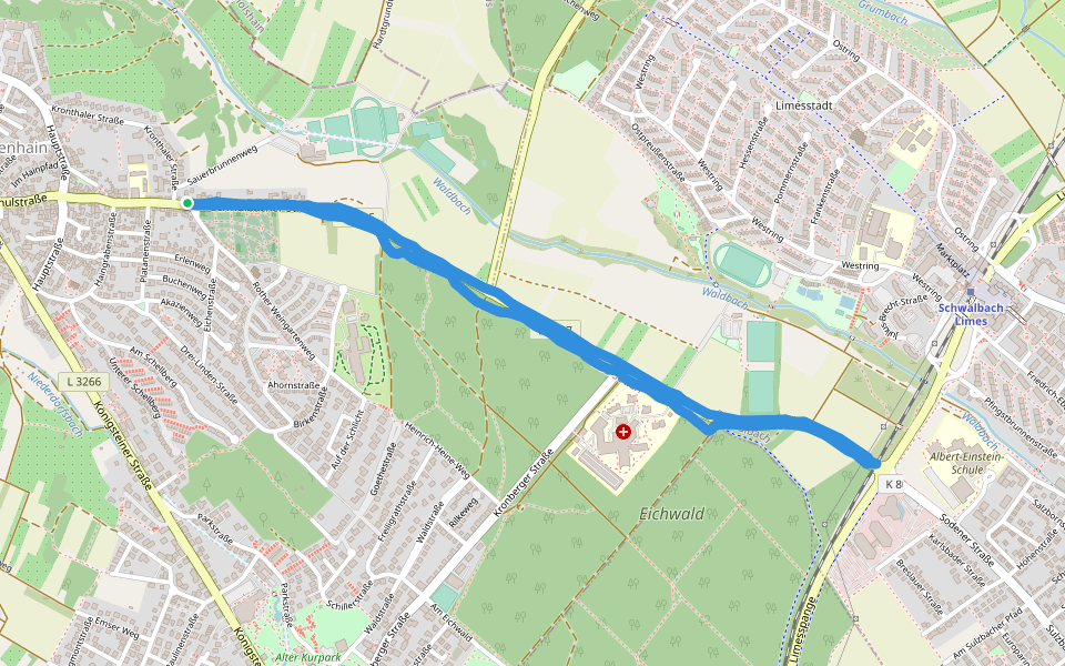 Taunusklub Route 35 walking route map in Bad Soden am Taunus