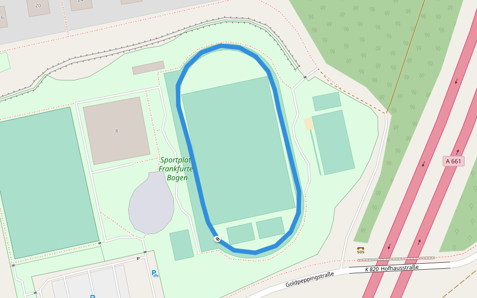 Sportplatz Frankfurter Bogen walking route map in Frankfurt am Main
