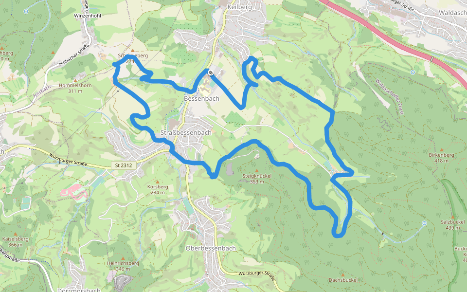Grotte Straßbessenbach walking route map in Bessenbach