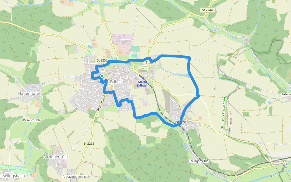 Rundweg Markt Erlbach Eschenbach walking route map in Markt Erlbach