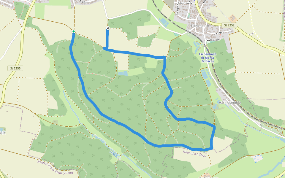 Eschenbach walking route map in Markt Erlbach