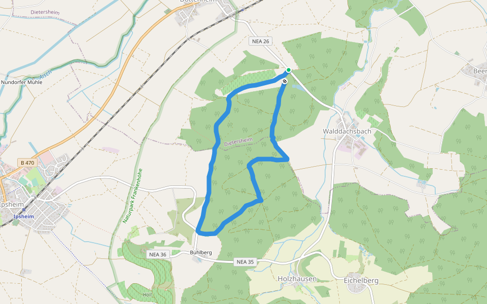Walddachsbach walking route map in Dietersheim