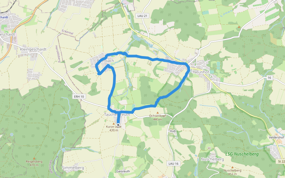 Neunhofer Kirchenweg walking route map in Lauf an der Pegnitz