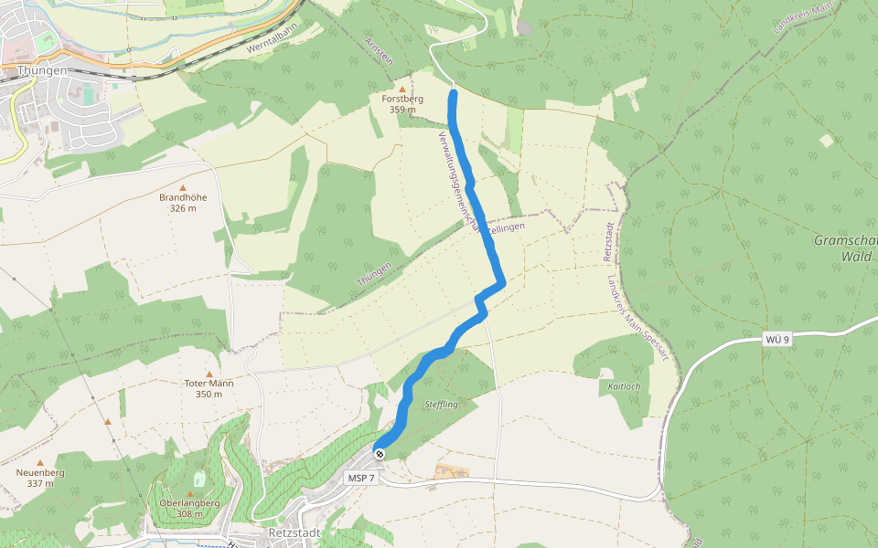 Forstberg walking route map in Retzstadt