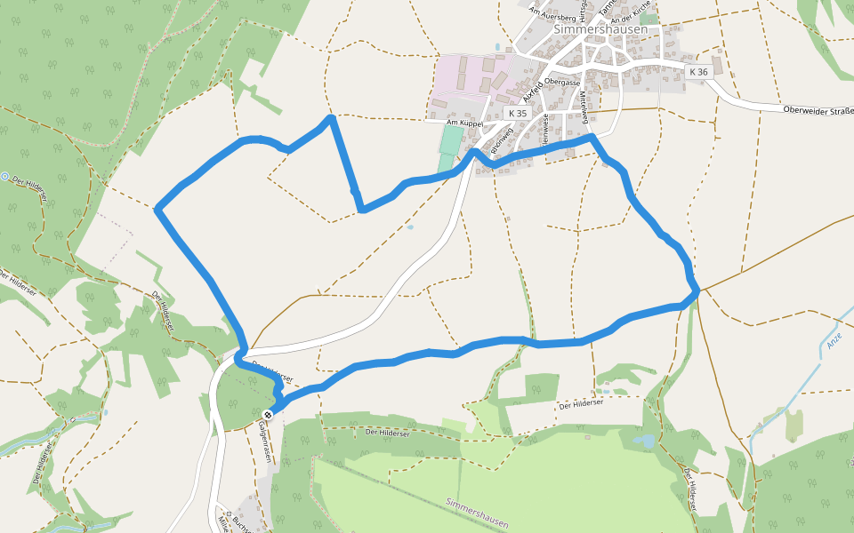 Der Hilderser Extratour im Fuldagau walking route map in Hilders