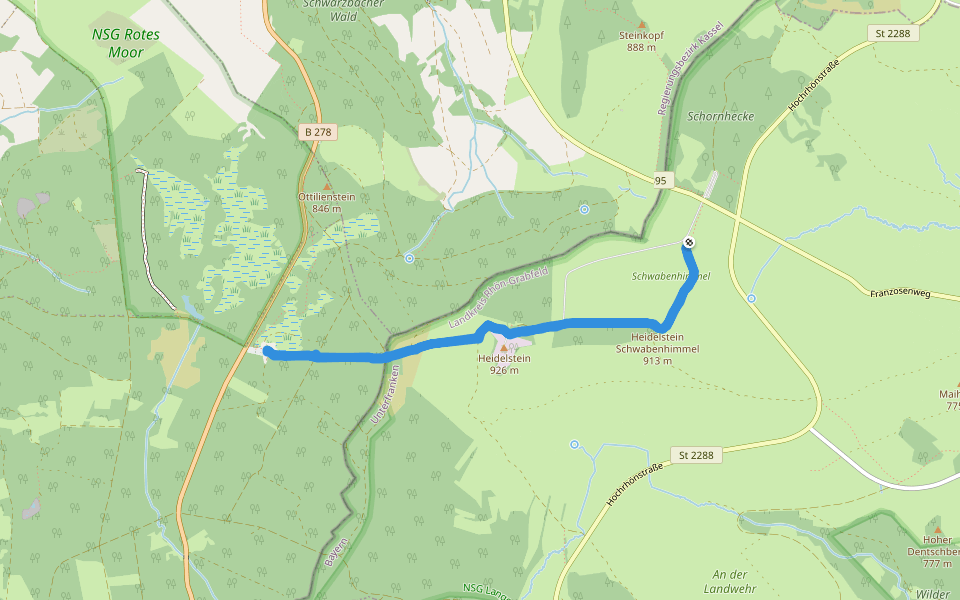 Moordorf (Wüstung Moor) walking route map in Oberelsbach