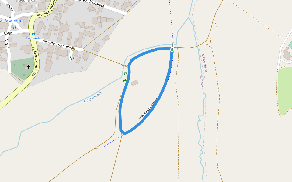 Milseburgradweg walking route map in Hilders