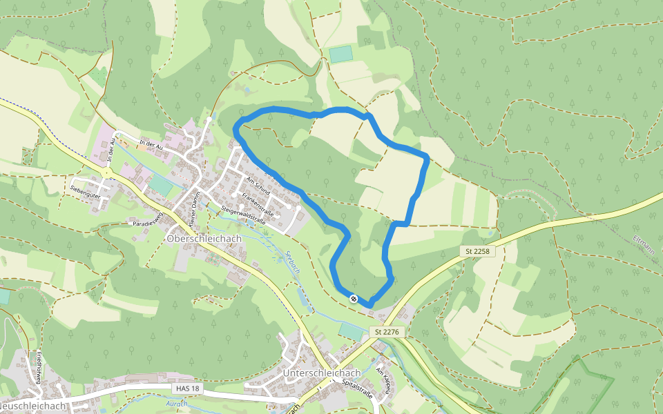 Kohlbergstraße walking route map in Oberaurach