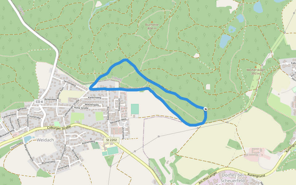 Callenberger Forst walking route map in Coburg
