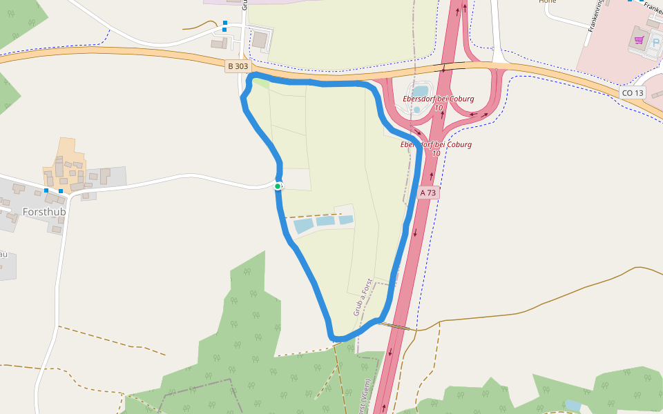 Bucher Forst walking route map in Grub am Forst