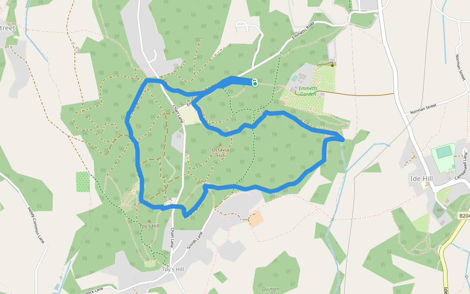 Scords Wood walking route map in Ide Hill