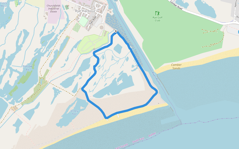 Ternery Pool walking route map in Rye Harbour