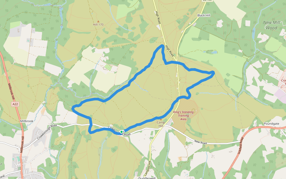 King's Standing Training Area walking route map in Nutley