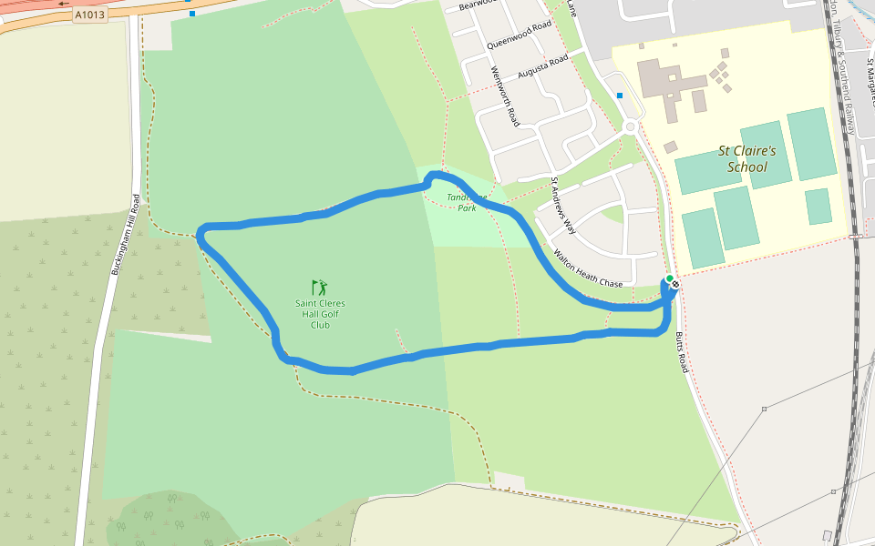 Tandridge Park walking route map in Stanford-le-Hope