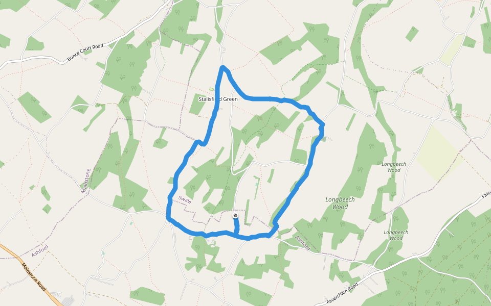 Longbeech Wood walking route map in Charing