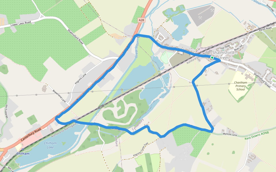 Chilham Lake walking route map in Chartham