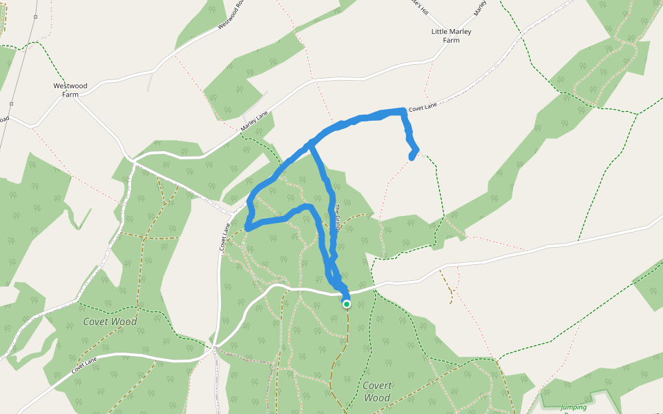 Covert Wood walking route map in Barham