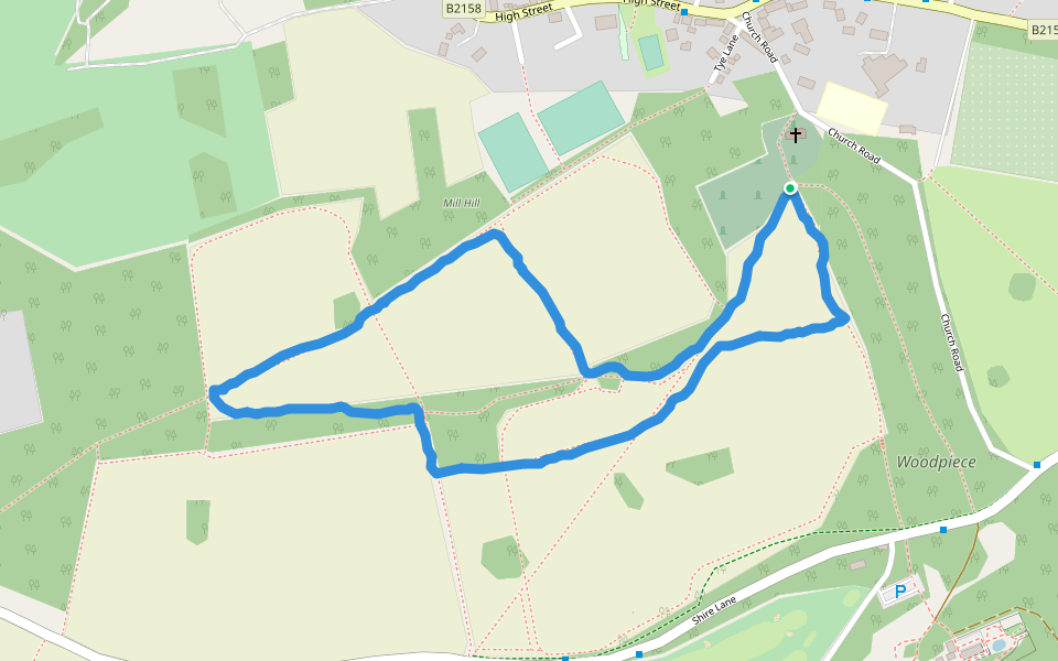 Mill Hill walking route map in Orpington