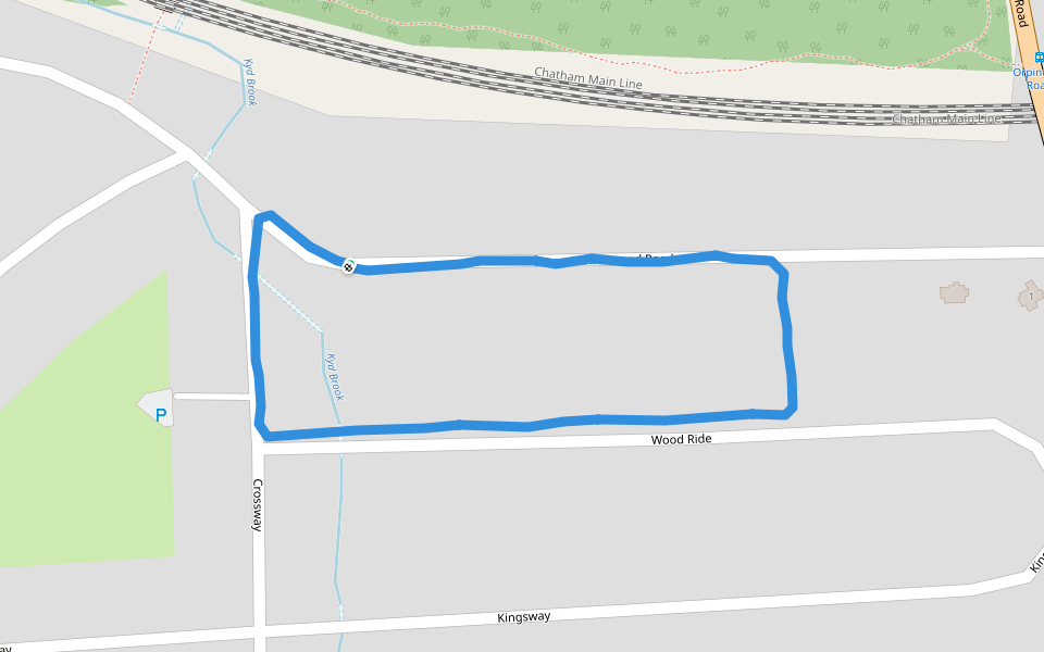Kyd Brook walking route map in Orpington