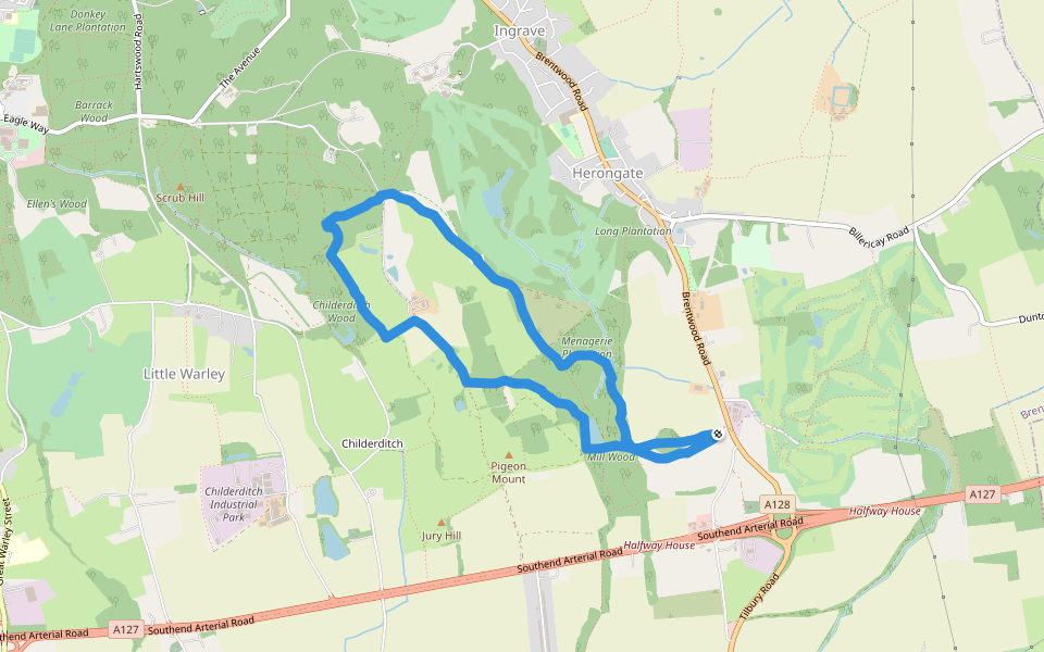Pigeon Mount walking route map in Herongate