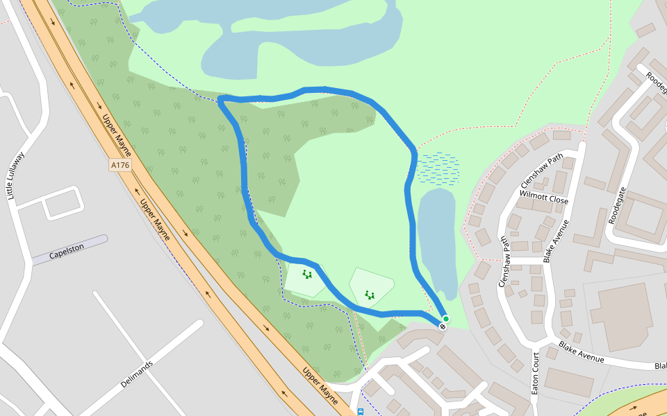 Gloucester Park walking route map in Basildon