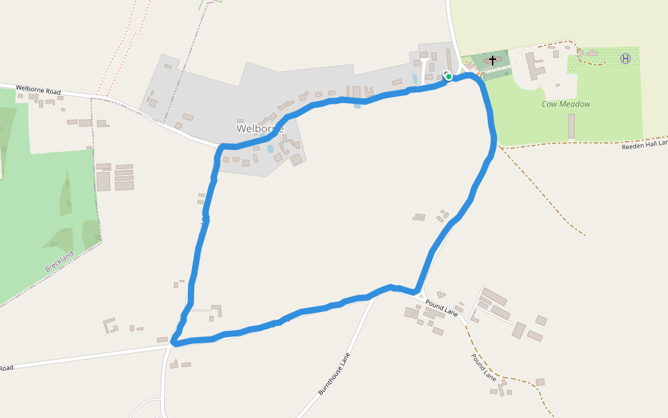 Welborne walking route map in Welborne