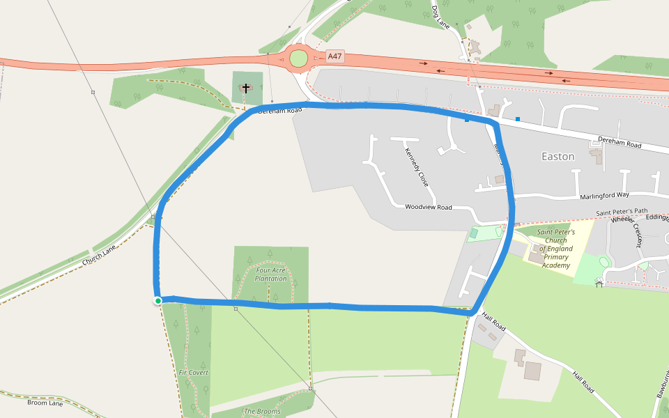 Four Acre Plantation walking route map in Easton