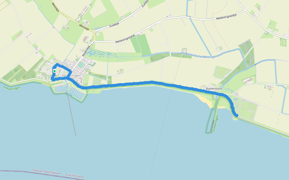 Grevelingen Mehr walking route map in Herkingen