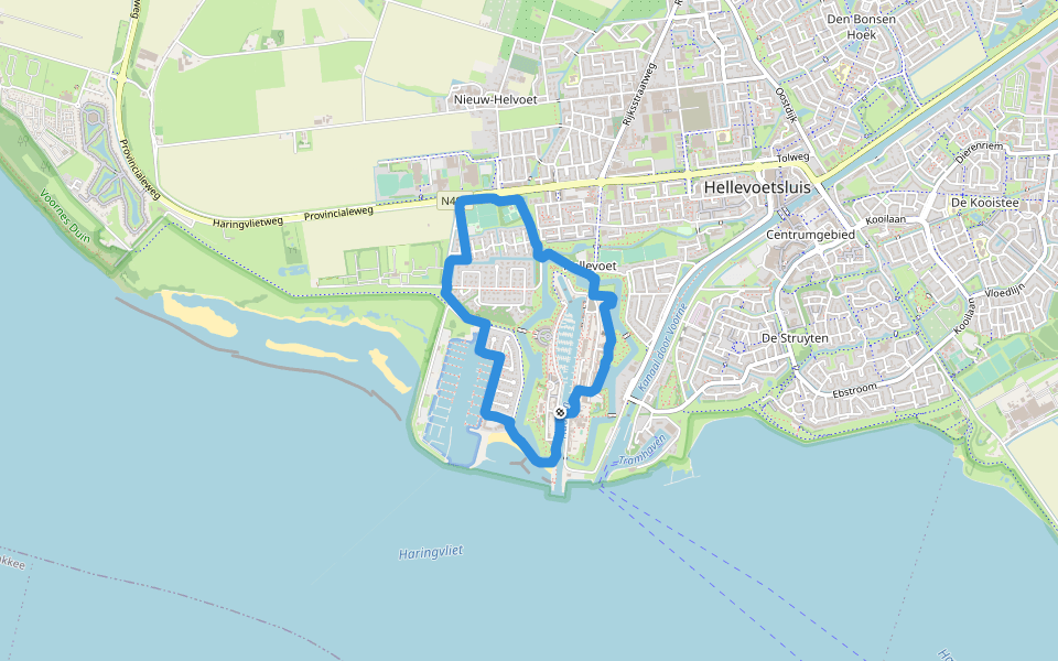 Haven walking route map in Hellevoetsluis