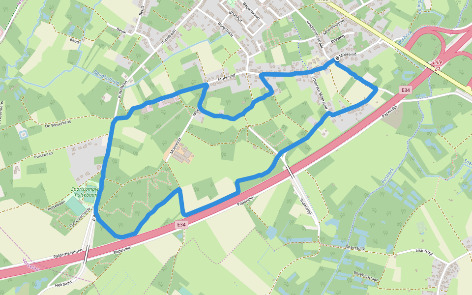 Sportcomplex Pulsebaan walking route map in Lille