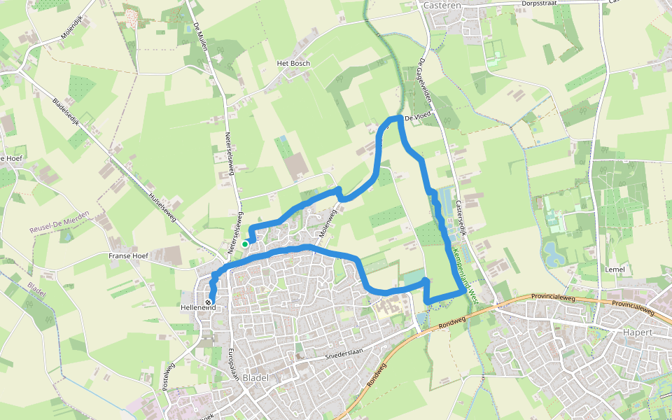 Buitengebied beerze walking route map in Bladel
