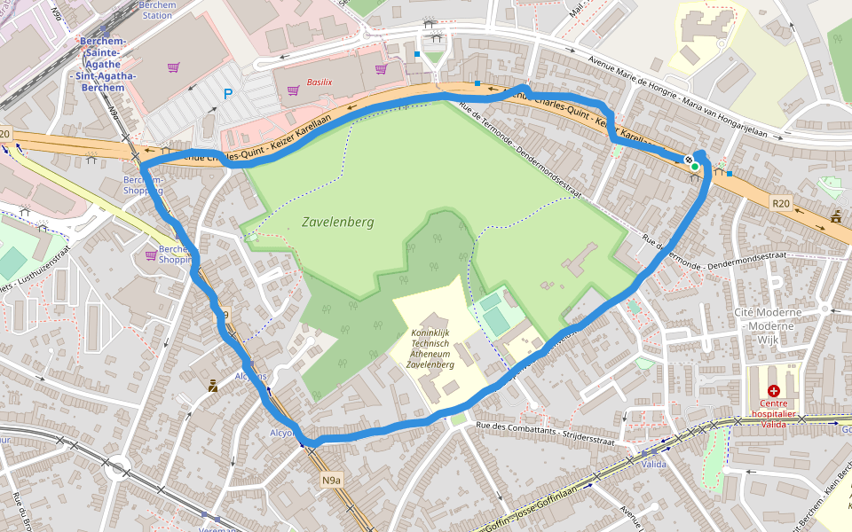 Zavelenberg walking route map in Ganshoren